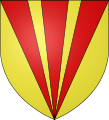 D'oro, a tre pile di rosso, moventi dal capo e convergenti in punta (John of Scotland, conte di Huntingdon e di Chester, XIII sec.)