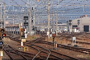 構内にある車両基地（唐津運輸センター） （2023年1月）