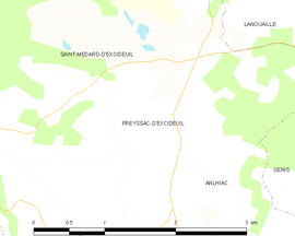 Mapa obce Preyssac-d’Excideuil