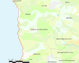 Mapa obce Olmeta-di-Capocorso