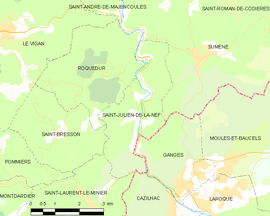Mapa obce Saint-Julien-de-la-Nef