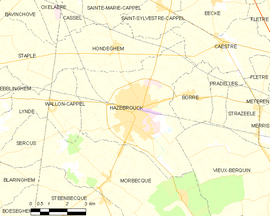 Mapa obce Hazebrouck