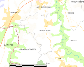 Mapa obce Héry-sur-Alby