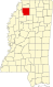 Harta statului Mississippi indicând comitatul Panola