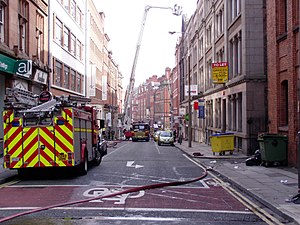 Merseyside Fire and Rescue Service in action Merseyside Fire and Rescue on STanley STreet, Liverpool.jpg