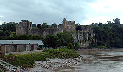 Chepstow Castle in Wales, built by William fitzOsbern in 1067 Mms chepstow castle from river wye.jpg