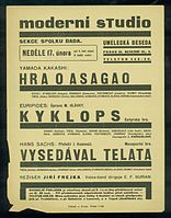 Moderní studio, plakát Hra o Asagao a Kyklops, 1929