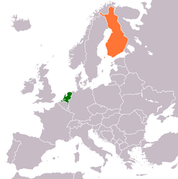 Map indicating locations of Netherlands and Finland