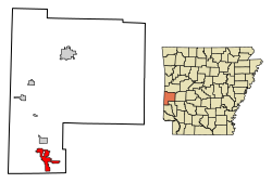 Location of Grannis in Polk County, Arkansas.