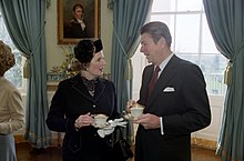 President Reagan and Prime Minister Thatcher at the White House, 26 February 1981 President Ronald Reagan with Prime Minister Margaret Thatcher.jpg