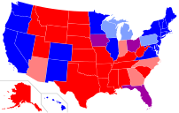 Map of w:red states and blue states in the U.S...