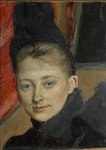 Porträtt av konstnärens första hustru, f. Klemming, 1887, 36x26 cm, Thielska galleriet.