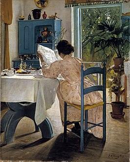 L.A. Ring, Ved frokostbordet og morgenaviserne, 1898, Nationalmuseum