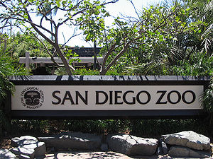 Sign at the entrance of the San Diego Zoo. Cat...