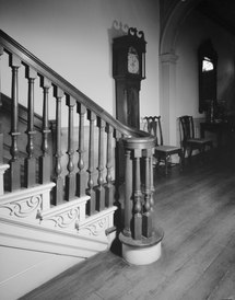 Mahogany staircase.