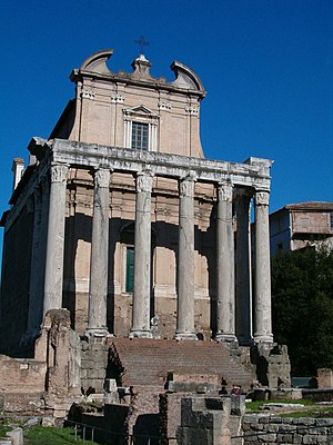 The Temple of Antoninus and Faustina is locate...