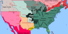 A map of Native American-controlled territories in the Western United States as of 1836 USA 1836 With Native Controlled Lands and Labels.png