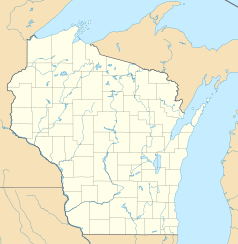 Mapa konturowa Wisconsin, po lewej nieco na dole znajduje się punkt z opisem „Cross”