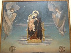 「神の母」。ハリストス・生神女・セラフィムが描かれている。ヴィクトル・ヴァスネツォフ（1901年）