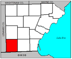 Location of Whiteford Township within Monroe County.