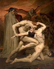 William-Adolphe Bouguereau, Dante ja Vergilius helvetissä, 1850.