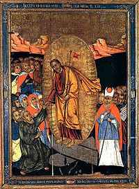 A 17th-century Russian Orthodox icon of the Resurrection 1678. Sashestse u pekla.jpg