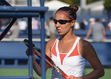 2015 US Open Tennis - Qualies - Aliaksandra Sasnovich (BLR) (14) def. Mihaela Buzarnescu (ROU) (20338565674).jpg