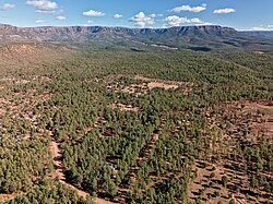 Aerial view of Mead Ranch underneath the Mogollon Rim