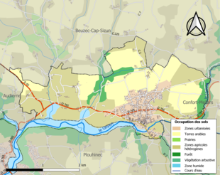 Carte en couleurs présentant l'occupation des sols.