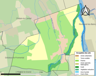 Carte en couleurs présentant l'occupation des sols.