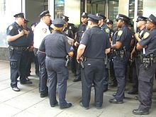 New York City Police Department lieutenant debriefing police officers at Times Square 5.29.10NYPDByLuigiNovi6.jpg
