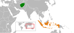 Peta memperlihatkan lokasiAfghanistan and Indonesia