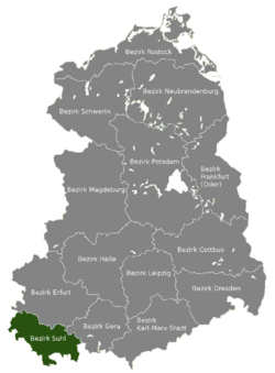 Location of Bezirk Suhl within the German Democratic Republic