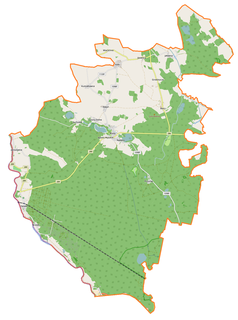 Mapa konturowa gminy Brody, u góry znajduje się punkt z opisem „Wierzchno”