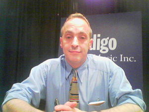 English: David Sedaris at a talk in Ontario.