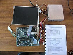 A socket 3 based 486 SBC with power supply and flatscreen Densitron SBC all.JPG