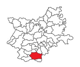 Location of Đakovo in Osijek-Baranja County