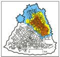 Position approximative de l'enceinte médiévale de Lille et de ses extensions