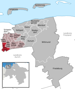 Läget för kommunen Eversmeer i Landkreis Wittmund