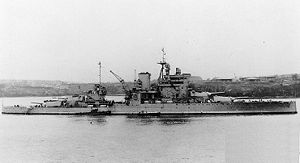 HMS Valiant v roce 1939 po dokončení modernizace