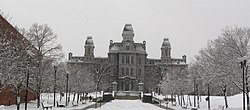 Hall of Languages in Snowstorm, Syracuse University.JPG