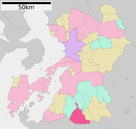 Lokasi Hitoyoshi di Prefektur Kumamoto