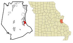Jefferson County Missouri Incorporated and Unincorporated areas Crystal City Highlighted.svg