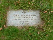 John McFarland (Medal of Honor recipient) gravestone, Saint Patrick Cemetery; Lowell, MA; 2011-09-11.JPG