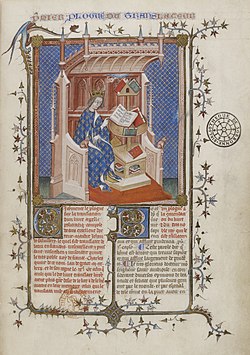The beginning of the preface to Denis Foulechat's French translation of John of Salisbury's Policraticus. 14th century manuscript. John of Salisbury, Policraticus (French).jpg