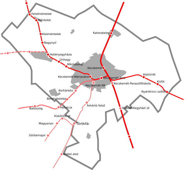 Kecskemét vasúti térképe