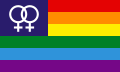 Lesbian pride variant of the علم قوس قزح with the أنثى symbol[20][5]