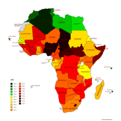 Life expectancy in Africa in 2019–2021, according to estimation of the World Bank Group