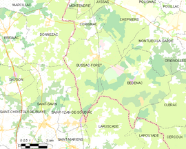 Mapa obce Bussac-Forêt