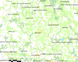 Mapa obce Sardent